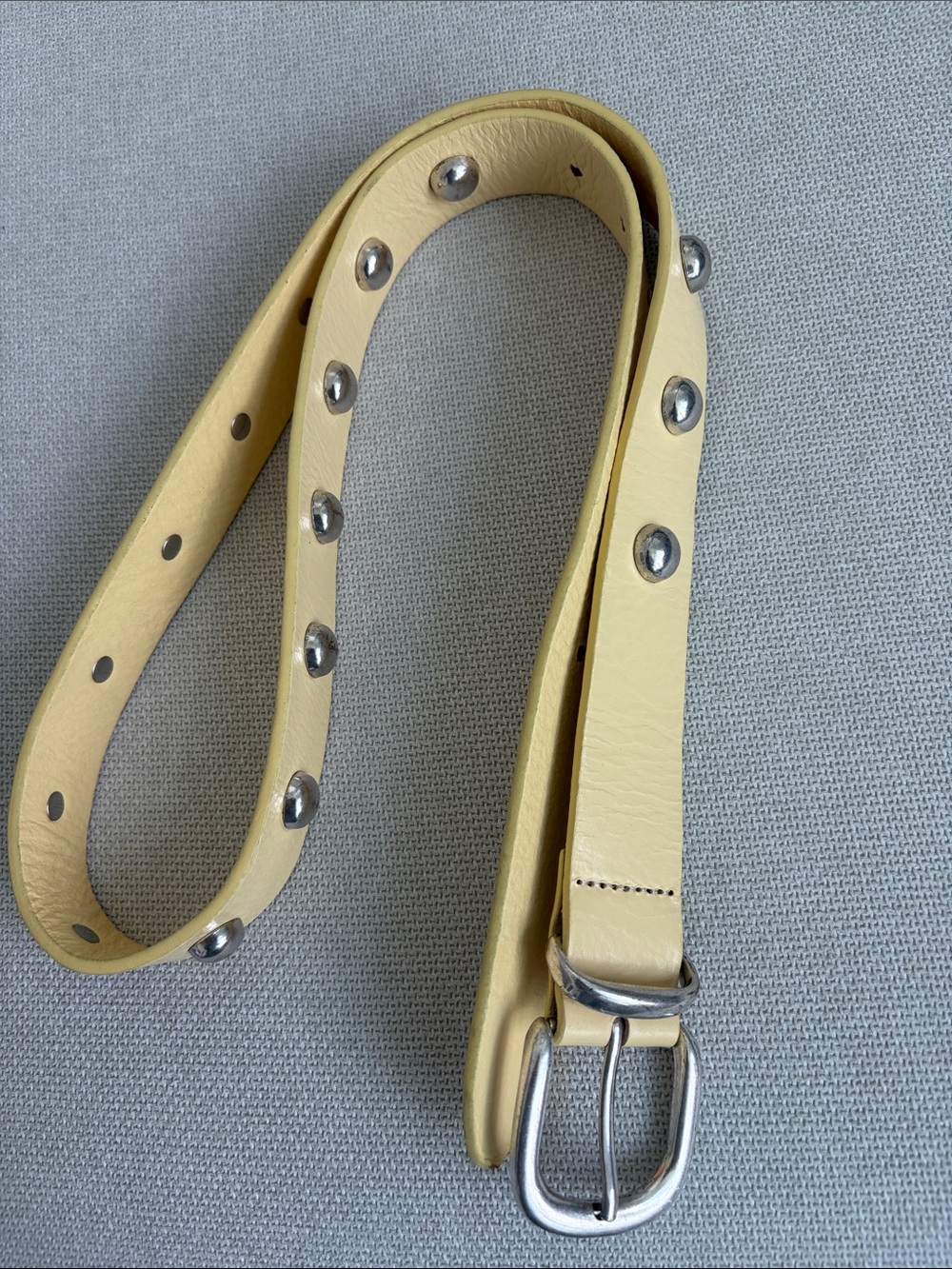 Free People Pale Yellow Studded Leather Belt